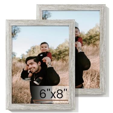 Imagem de Heimlove Conjunto de 2 porta-retratos 15,2 x 20,3 cm, molduras cinza para galeria de parede 15,2 x 20,3 cm, suporte de parede ou mesa para documento de certificado