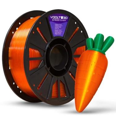Imagem de Filamento 3D PETG HF 1.75mm Voolt3D 1kg - Alta Fluidez, Resistência e Brilho - Compatível com Todas as Impressoras 3D (Laranja Translúcido)