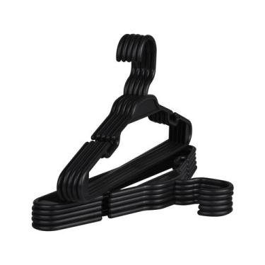 Imagem de Kit 100 Cabides Infantil Antiderrapante 5,5mm Preto - Amilplast