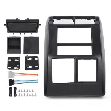 Imagem de DOTCOM Kit de montagem estéreo de rádio com bisel duplo Din compatível com Jeep Wrangler TJ 1997 1998 1999 2000 2001 2002 Kit de painel duplo Din com chicote de fios 95-6549 preto