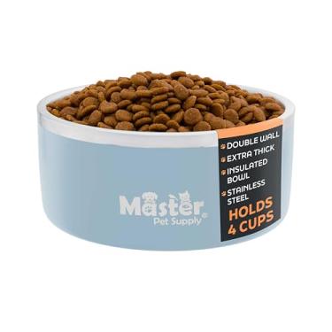 Imagem de Master Pet Supply Tigelas de aço inoxidável para cães - 947 ml, resistente - azul geleira, parede dupla, isolamento extragrosso, tigela de água antiderrapante para cães, gatos e animais de estimação