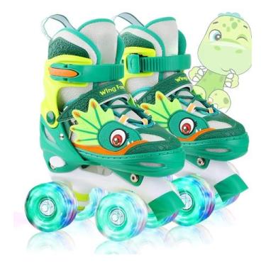 Imagem de Patins Infantil Unicórnio Ajustável Rodas Em Led - Pro Baby, Verde, 27
