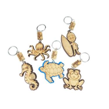 Imagem de Chaveiros MDF com Argola de 4cm e 3mm - 10 Unidades Sortidas - no-bran