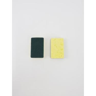 Imagem de Almofada de limpeza de algodão de polpa de madeira dupla face antiaderente absorvente de óleo esponja de lavagem de louça pano de limpeza de cozinha amarelo verde