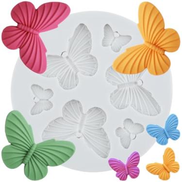 Imagem de MYPRACS Molde de silicone para fondant de borboleta para decoração de bolo de açúcar topo de cupcake pasta de goma argila de polímero