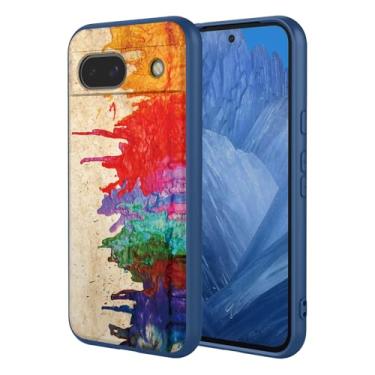 Imagem de OEURVQO Capa artística para Google 8A, capa de silicone líquido de toque macio com forro fofo, compatível com carregamento sem fio, capa protetora para Google Pixel 8A, aquarela azul