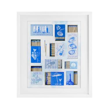 Imagem de Stupell Industries Blue Coastal Matchboxes Impressão emoldurada branca sob vidro, design de Ziwei Li, 21 x 17