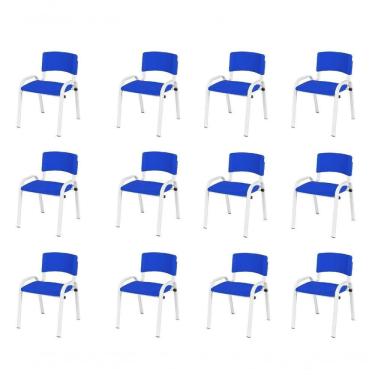 Imagem de Kit 12 Cadeiras Infantil Iso Base Branca Azul