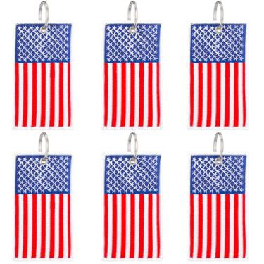 Imagem de SilTriangle 6 peças de porta-etiquetas de bagagem bordadas bandeira de viagem em etiquetas de bagagem com chaveiro (Estados Unidos)