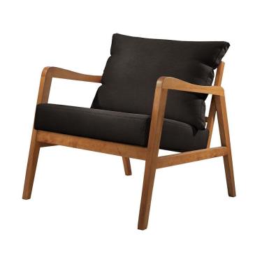 Imagem de Poltrona Bia Luxo Madeira Maciça Castellar Móbile Corino Preto Corino Preto