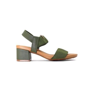 Imagem de Sandália Modare Feminina Salto Bloco Flexível 7187100, Oliva, Camel, 3