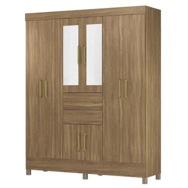 Imagem de Guarda Roupa Casal Munique 8 Portas E 2 Gavetas Amêndola Com Espelho - Demóbile Amêndola