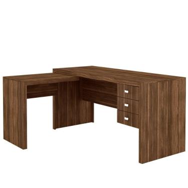 Imagem de Mesa Para Home Office Com 03 Gavetas Nogal -Tecno Mobili
