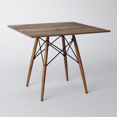 Imagem de Mesa Eiffel Wood Tampo Quadrado De Madeira 90 Cm Amêndoa New Green - Marrom