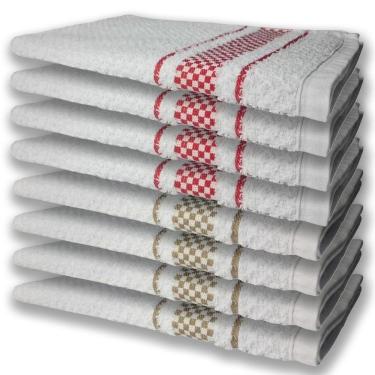 Imagem de 8 Panos De Prato Atoalhado Felpudo Premium 4 Vermelho 4 Marrom