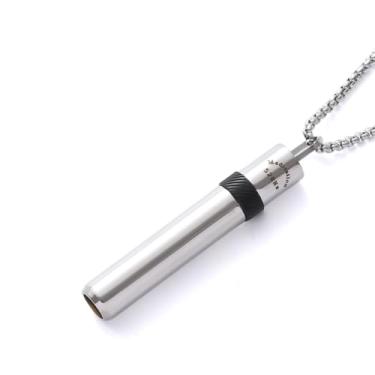 Imagem de AD ADASTONE Colar de respiração de 528 hz para alívio da ansiedade, antifumo, parar de fumar, meditação apito, inalador sem vapor para alívio de estresse natural e calmo, Aço inoxidável