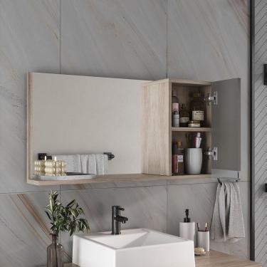 Imagem de Espelheira 80cm Madeirado Cinza