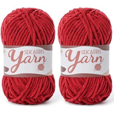 Imagem de Pacote com 2 fios de veludo fofo para crochê, cobertor de bebê macio para crochê, fios amigurumi de 100 g, fios de crochê de chenille de pelúcia, fio de quebra-cabeça para artesanato de tecelagem de