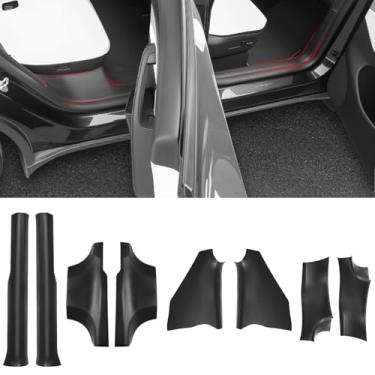 Imagem de Arcoche Protetor de soleira de porta para Tesla Model Y 2025 2026 Juniper Frontal e Traseira Protetor de Placa Scuff para Modelo Y 5 Lugares À Prova de Sujeira e Fácil de Limpar O Material TPE pode