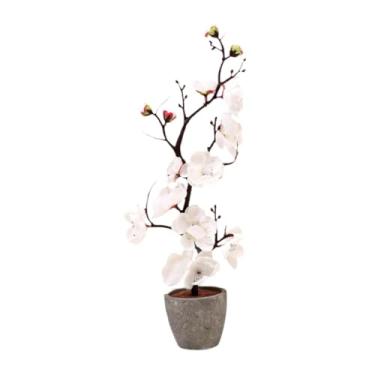 Imagem de IEUDNS Vaso Artificial de Flor de Ameixeira, Planta Falsa Multiuso, Bonsai Artificial para Decoração de Jardim Interno, Escritório E Mesa, Branco