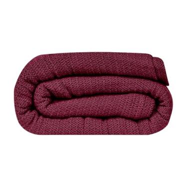 Imagem de Linteum Textile Supply Leno Weave Cobertor Borgonha, Queen 100% algodão, leve, quente, fofo, premium e durável, macio e aconchegante para cama, sofá, manta para todas as estações