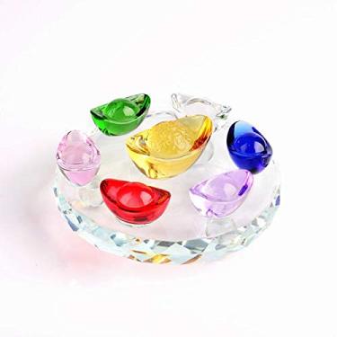 Imagem de Chiorgone Conjunto Yuanbao de cristal colorido - Seven Star Array Feng Shui Prosperity Decor - Presente Lucky Home Office.