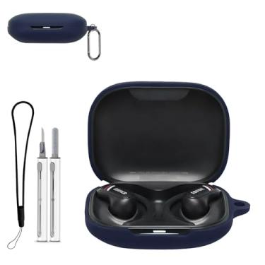 Imagem de Capa para Edifier Comfo SE, capa protetora com kit de limpeza, capa protetora de silicone macio KONXISA , acessórios para cordão e chaveiro, impermeável, à prova de poeira, à prova de choque, azul