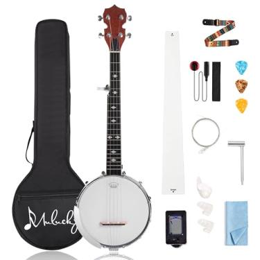 Imagem de Mulucky Mini Banjo de 5 cordas – 66 cm Banjo de viagem Sapele Corpo Fechado Solid Back Kit Iniciante com Gig Bag Picks Strings Strap - B807