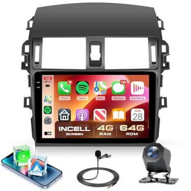 Imagem de Rádio estéreo 4 núcleos 4G + 64G para Toyota Corolla 2009 2010 2011 2012 2013, sem fio, Android Auto, WiFi GPS, rádio com tela sensível ao toque de 9 polegadas para Corolla, rádio Bluetooth, câmera de