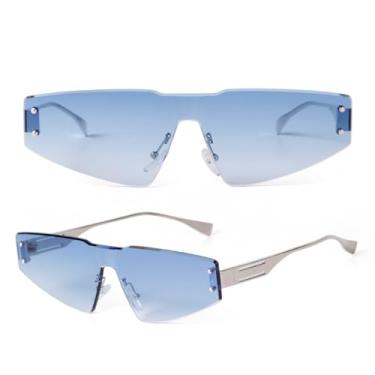 Imagem de HCHES Óculos de Sol Femininos e Masculinos com Armação Dourada, Sem Aro e com Proteção UV400 e Lentes Degradê (7)