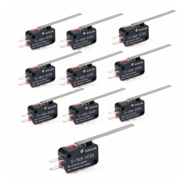 Imagem de 10 peças interruptores elétricos V-153-1C25 Interruptor de limite de dobradiça reta longa tipo alavanca SPDT interruptor para medida de instrumento
