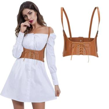 Imagem de Cinto Suspensório Corset Couro Pu Elástico Fivela Underbust Tamanho:80