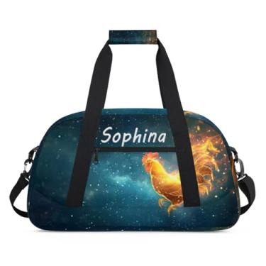 Imagem de Bolsa esportiva personalizada, animal, lobo, galáxia, universo com nome, bolsa de dormir personalizada, bolsa de fim de semana, bolsa de treino para dança, balé, academia, ginástica, mala, viagem
