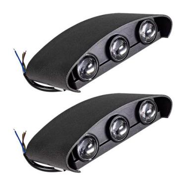 Imagem de Kit 2 Arandelas Pretas de Parede Interna/Externa 6W 4000K 3 Focos - No