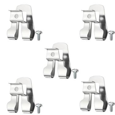 Imagem de Pacote com 5 633586002 Gancho de cinto com parafuso compatível com ferramentas Ryobi e Ridgid de 18 volts, clipe de ferramenta para cinto de perfuração de aço inoxidável 304, prateado, 4 cm C x 3 cm L