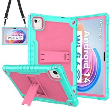 Imagem de Doemoil Capa para tablet YQSAVIOR ZB30/YQCP20/VOLENTEX M10/Aiprotablet K10/PRITOM M20/AEEZO MB1001/C10 10 polegadas com suporte embutido para tablet MUISOO MUIC110110 polegadas (verde/rosa)