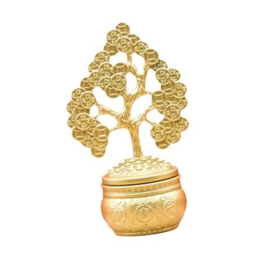 Imagem de MotiveTech Árvore da Fortuna Feng Shui, Ornamento Criativo de Mesa, Enfeite Colecionável Chinês para Sala de Estar, Mesa de Trabalho, Festa, Escritório ou Loja, Ouro
