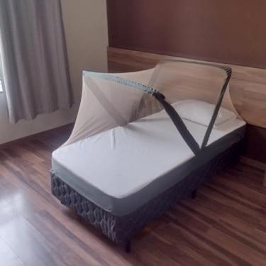 Imagem de Mosquiteiro Tenda Retrátil Acoplável ao Colchão – Estrutura Resistente, Portátil e Dobrável para Cama Solteiro e Casal(Verde solteiro 78~88x188)