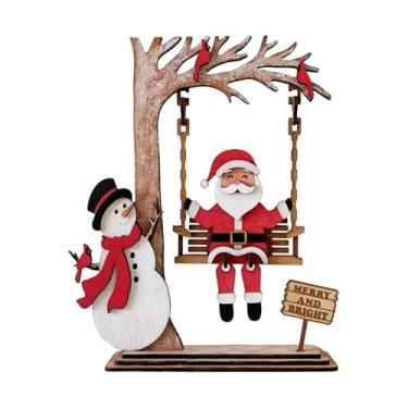 Imagem de CarpNettore Decoração de Mesa de Natal: Papai Noel em Seu Balanço, Enfeite para Prateleira Ou Mesa de Festa.