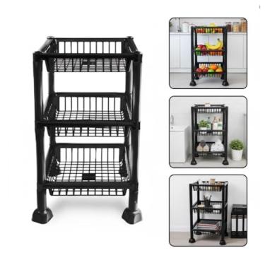 Imagem de ESTANTE ORGNIZADORA 3 PRATELEIRAS FRUTEIRA CHAO COZINHA CESTO MESA EMPILHAVEL 3 ANDARES MULTIUSO CASA FRUTAS PORTA