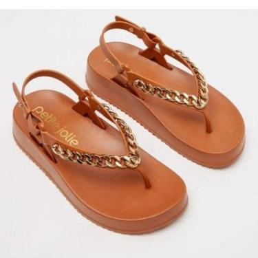 Imagem de Sandália Rasteira Feminina Petite Jolie Corrente Metalizada Conforto-Feminino