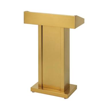 Imagem de SPXMQSS Suporte para sala de aula, suporte de púlpito de igreja com ampla superfície de leitura e prateleira de armazenamento para auditório de conferências, 70 x 34 x 107 cm, ouro