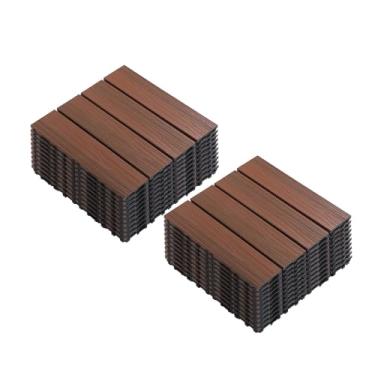 Imagem de Azulejos de deck compostos, tapetes interligados com resistente ao desgaste antiderrapante para terraço terraço varanda 30 cm x 30 cm C8 22 peças