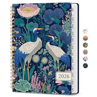 Imagem de Agenda 2026, agenda de planejamento semanal e mensal para mulheres, janeiro de 2026 a dezembro de 2026, livro de agenda de planejamento de capa dura com abas, encadernação em espiral, bolso interno