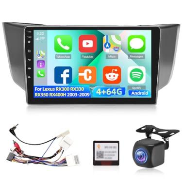 Imagem de [Qualcomm 8 Core 4+64G] Rádio automotivo para Lexus RX300 RX330 RX350 RX400H 2003-2009 - Tela sensível ao toque IPS de 22 cm Android estéreo para carro com reprodução sem fio e Android Auto/DSP/GPS