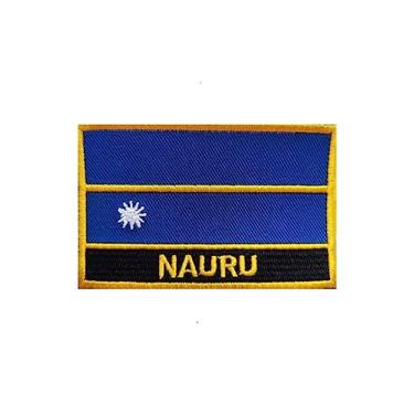 Imagem de Ruoming 1 PÇ Patch de bandeira multinacional bordado a ferro ou costurado em bordado tático militar nacional multinacional (Nauru)