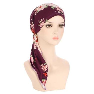 Imagem de Hijab Turbante com Estampa Floral - Elástico, Respirável e Confortável