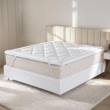 Imagem de Pillow Top Casa Dona Extra Macio 5cm Tecido Premium 400 Fios Antialérgico e Antiácaro Fixação com Elástico Upgrade para Seu Colchão (Queen)