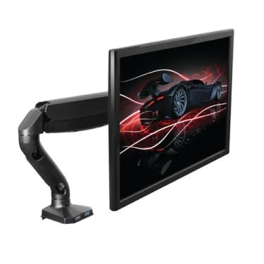 Imagem de Suporte de mesa para braço de monitor único, suporte de braço para monitor de computador com 2 portas USB de altura ajustável, suporte para monitor de mesa único, braçadeira universal para monitor