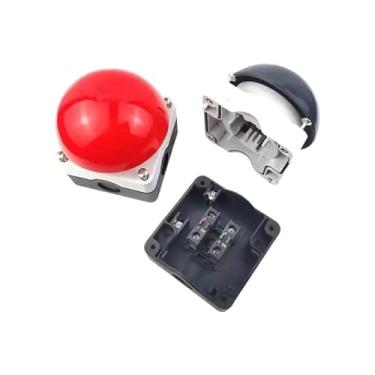 Imagem de 1/5/20 peças Interruptor de pedal de toque manual, dispositivo de atendimento com cabeça de cogumelo hemisférico autotravamento e autorredefinição (autorredefinição vermelha, 20 peças_3NC)